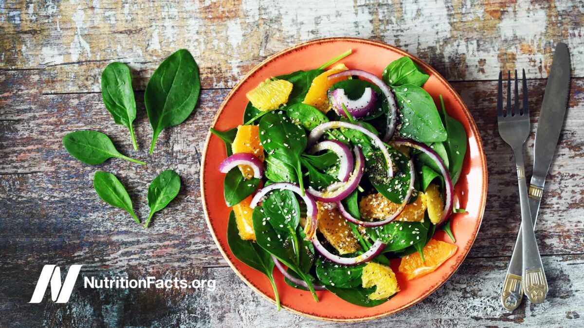 salad in orange bowl