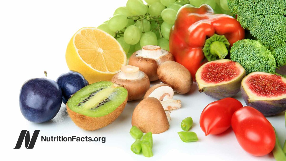 selection of produce on white background