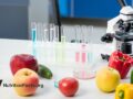 fruits and veggies in a science lab