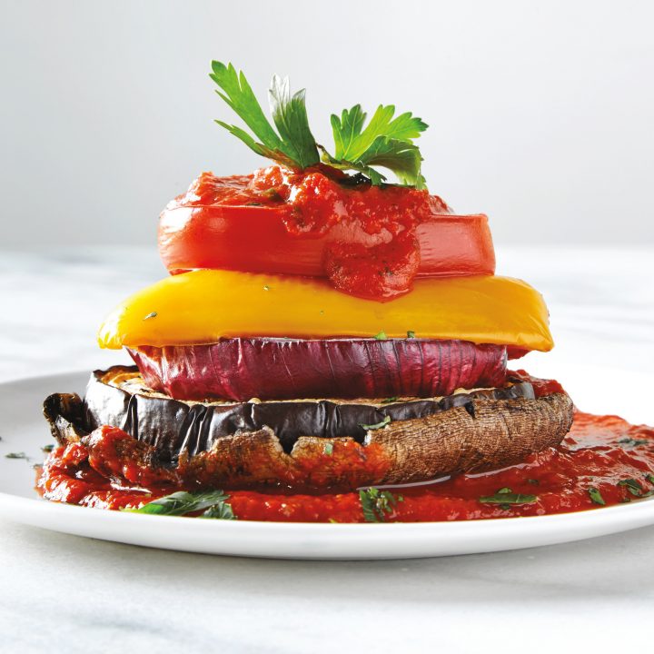 Vegetable Stacks With Tomato–Red Pepper Coulis Recipe