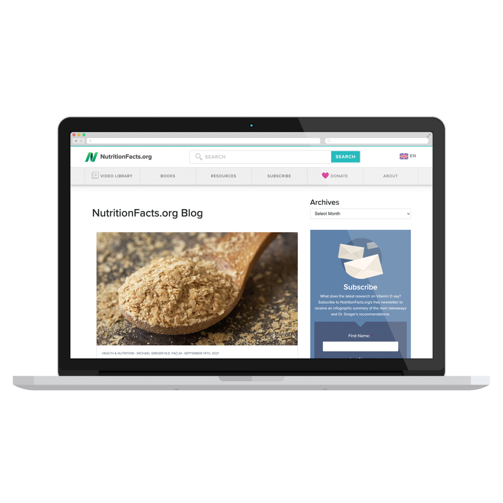 computer showing a nutritionfacts.org blog post
