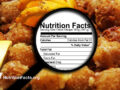 plate of junk food with fat nutrition label