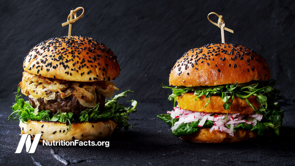 one meat burger and one veggie burger