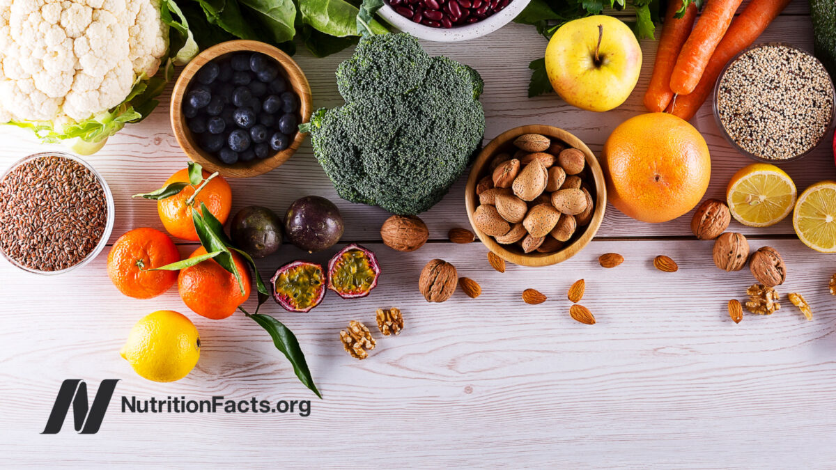 Selection of fruits, vegetables, and nuts