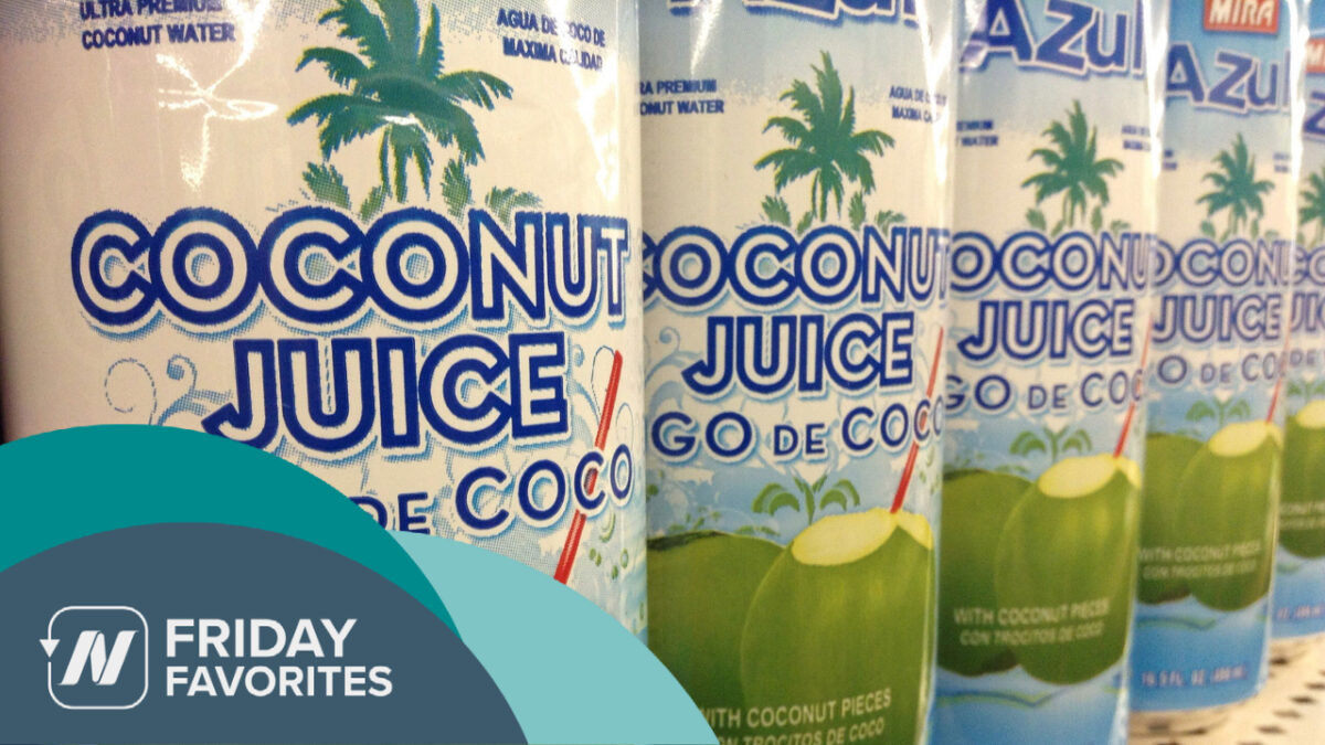 bottles of coconut juice