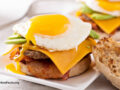 English muffin with egg and processed meats