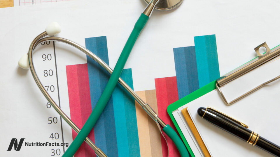 A clipboard, pen, and graphs with stethoscope