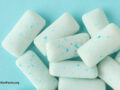 Blue and white chewing gum tablets