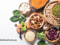 Various plant proteins in bowls on a white surface