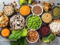 Assortment of plant based foods from above in bowls