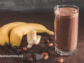 Smoothie made from banana and chocolate in a glass