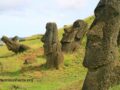 Easter island statues on a sunny day