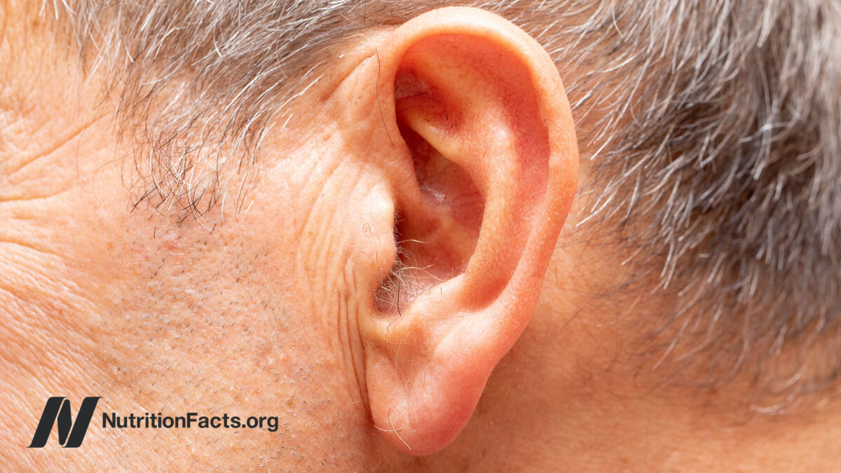 A person's ear straight on