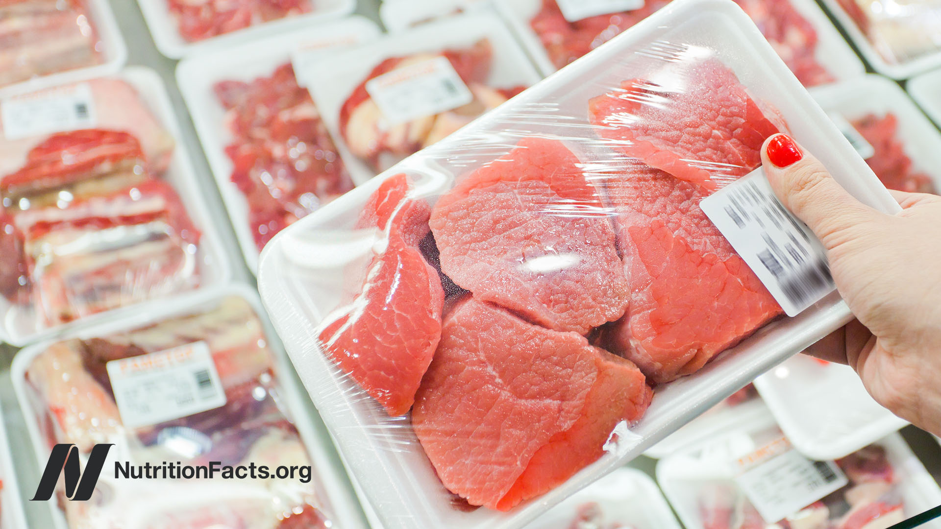 Person shopping for packaged meat