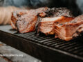 Meat cooking on a grill
