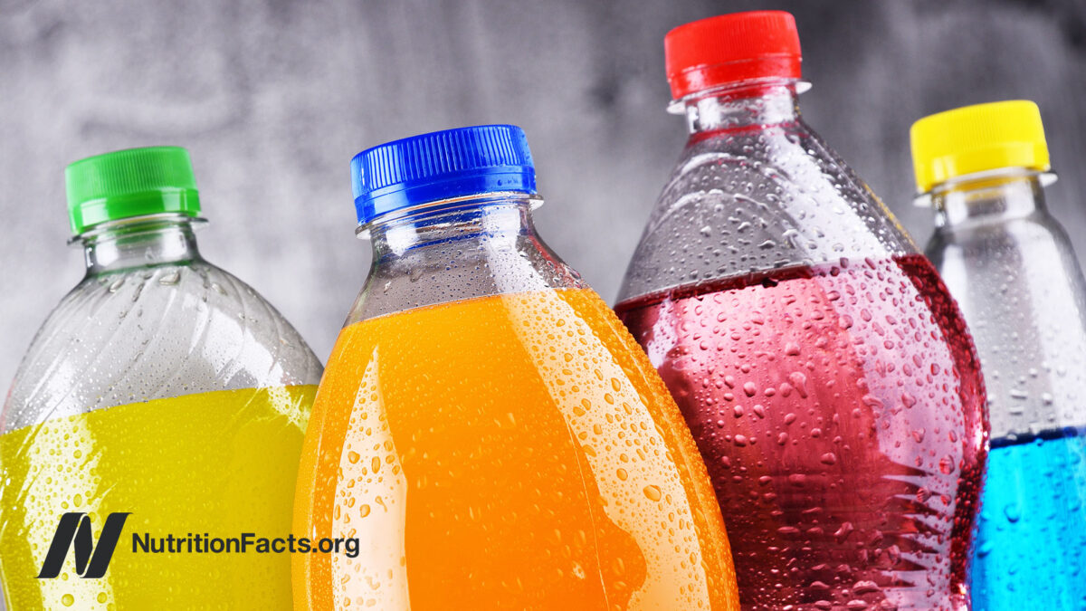 Close up view of various soda bottles