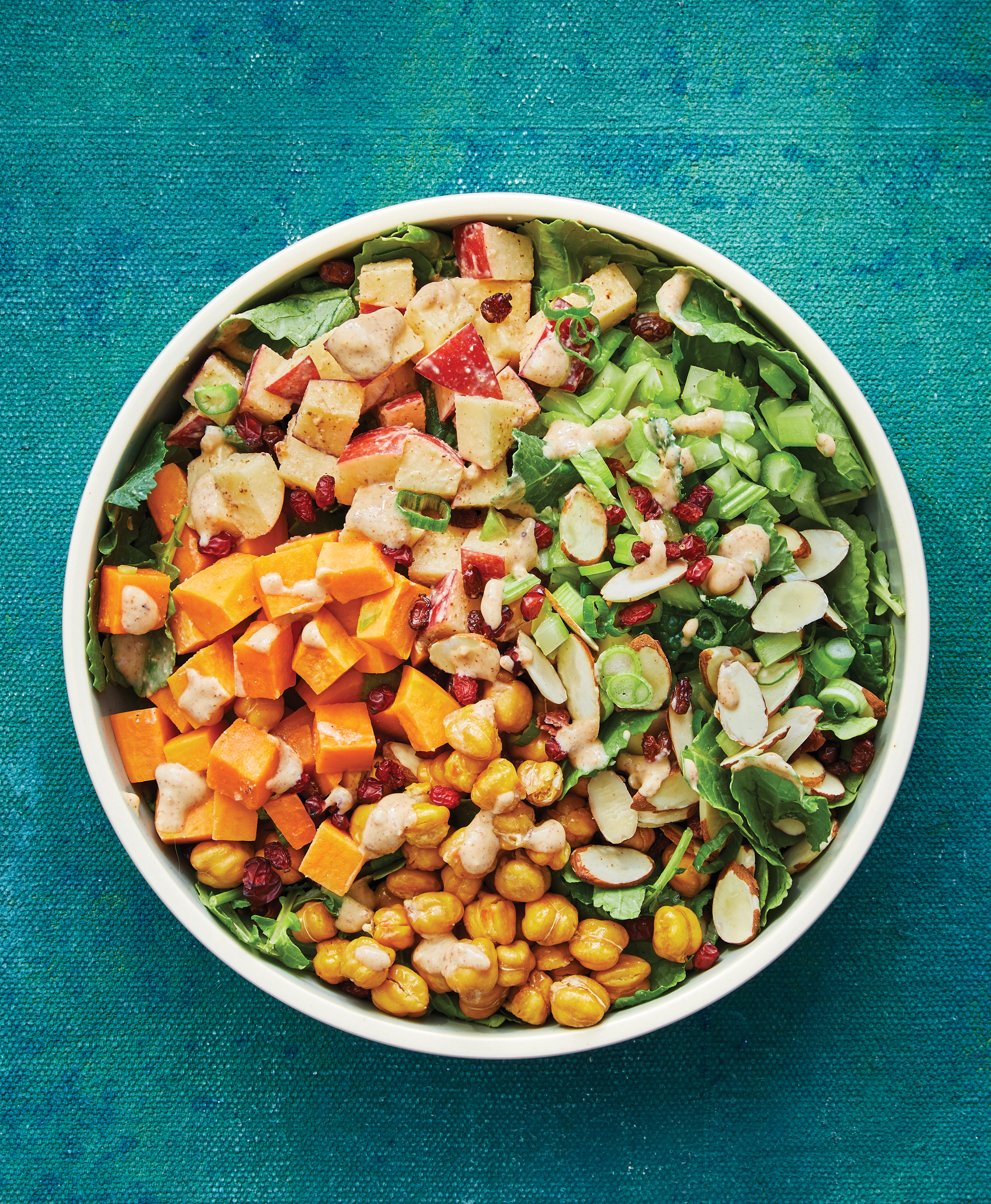 Roasted Chickpea and Kale Salad with Sweet Potatoes and Apple