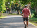 Person walking on an outdoor road for exercise
