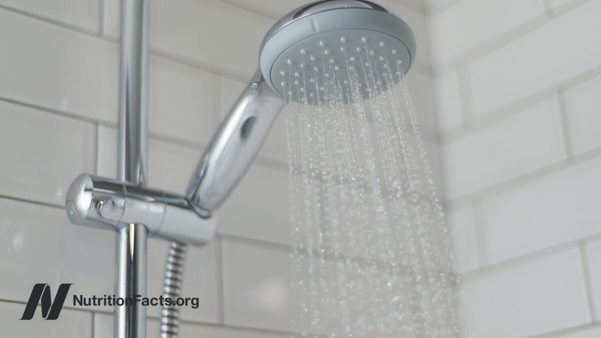 Water running from a showerhead