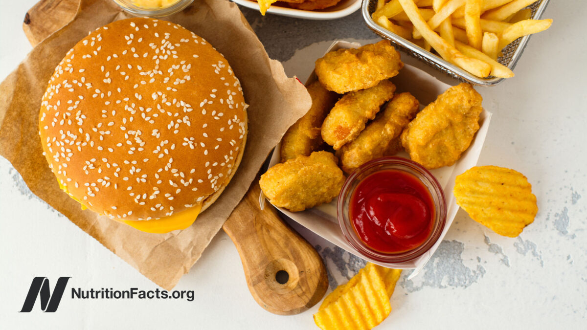 Fast food meal on a white table